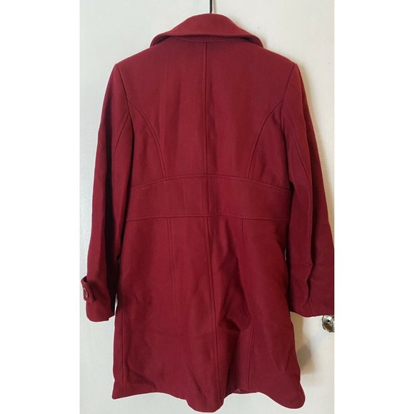Collection by Gallery Coat Sz Medium Red Wool Blend Button Pea Coat Mid-Length - Picture 4 of 6